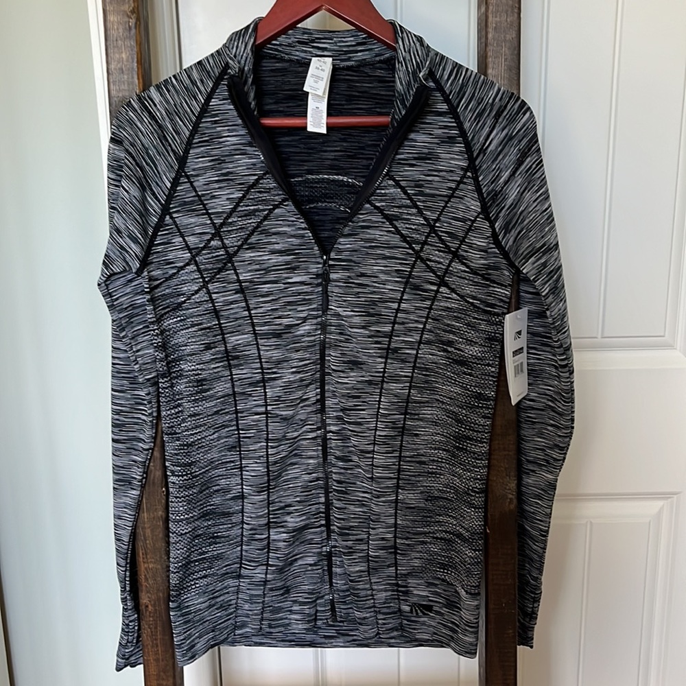 Marika Dry-Wik Men’s Active Full-Zip Top in Black Space Dye, M, NWTs